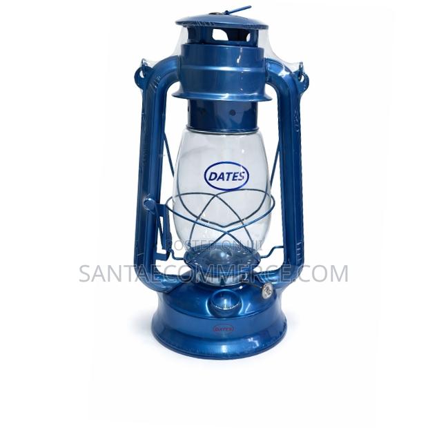 Blue Dates Kerosene Lantern on White