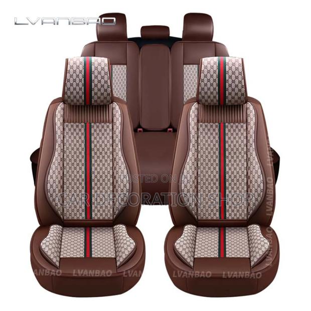 Brown Baije Gucci Designed 5 Seater Seat Covers For Front Rear Seats