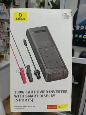 Baseus 300w Car Power Inverter With Smart Display (5 Ports) - Black
