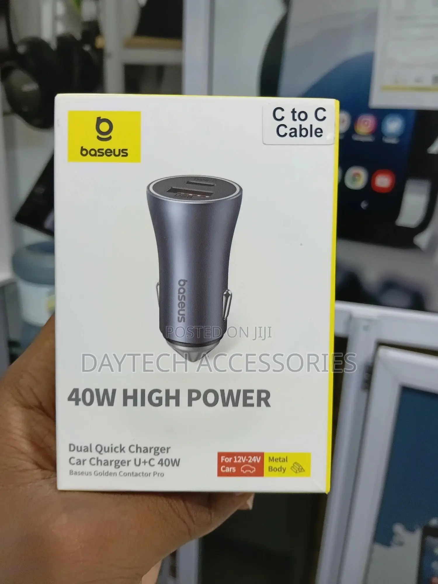 Baseus Golden Contactor Pro Dual Quick Charger Car Charger (U+C 40w).