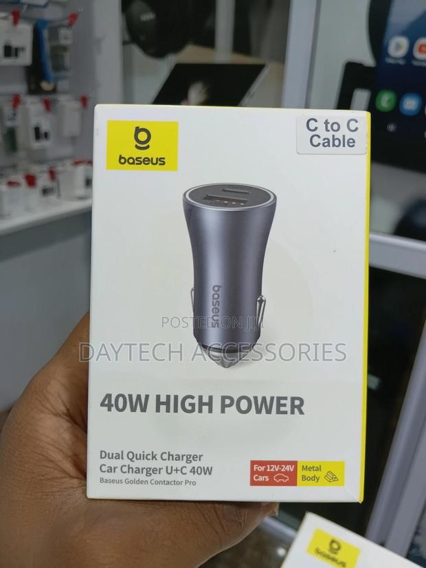 Baseus Golden Contactor Pro Car Charger Usb + Usb-C 40w (Gray) - thumbnail 2