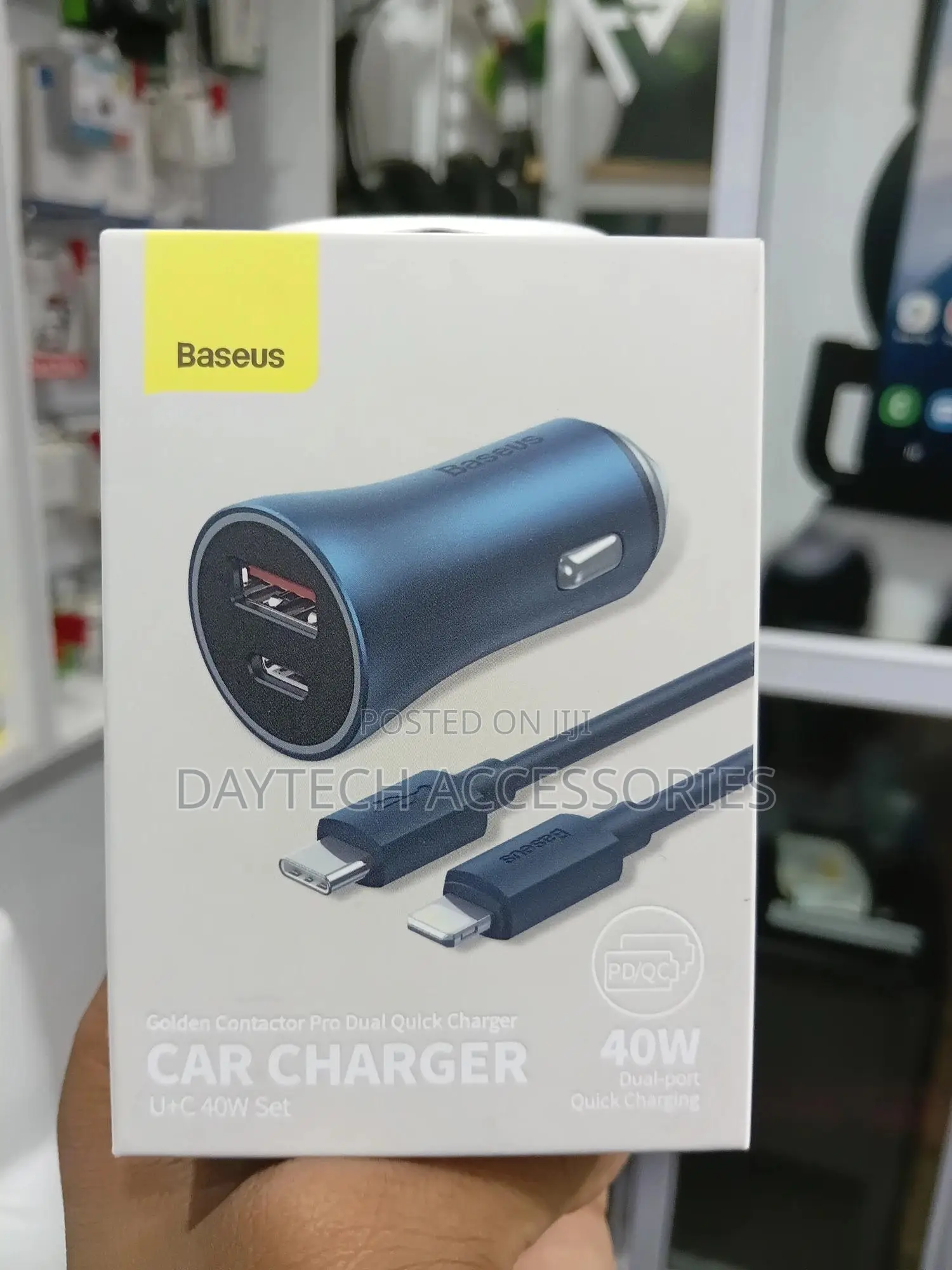 Baseus 40w Car Charger With Type C to Lightning Cable 1m