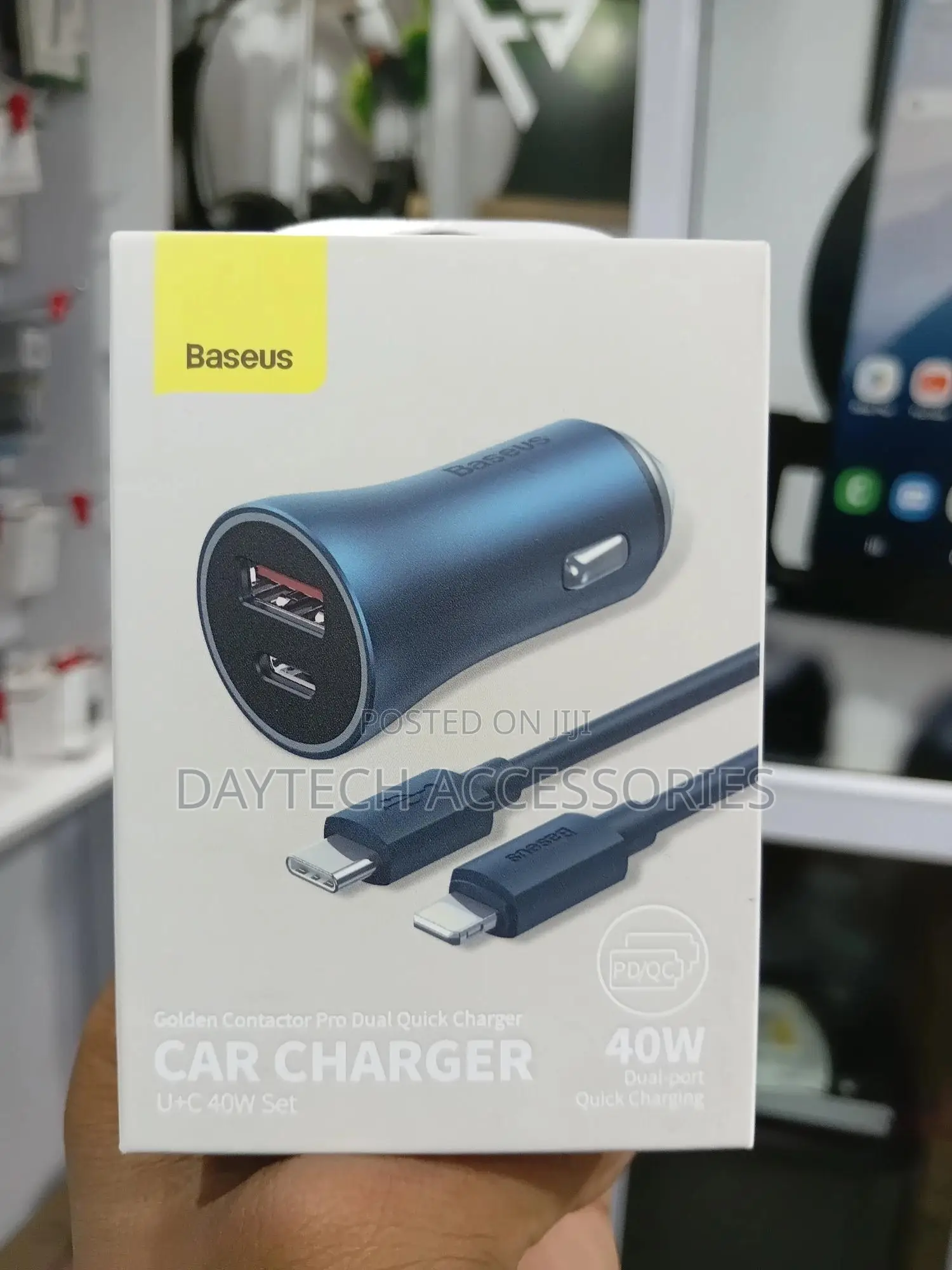 Baseus 40w Car Charger With Type C to Lightning Cable 1m