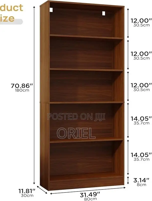 Office Cabinet : Wooden 5-Tier Open Office Bookshelf Display Cabinet