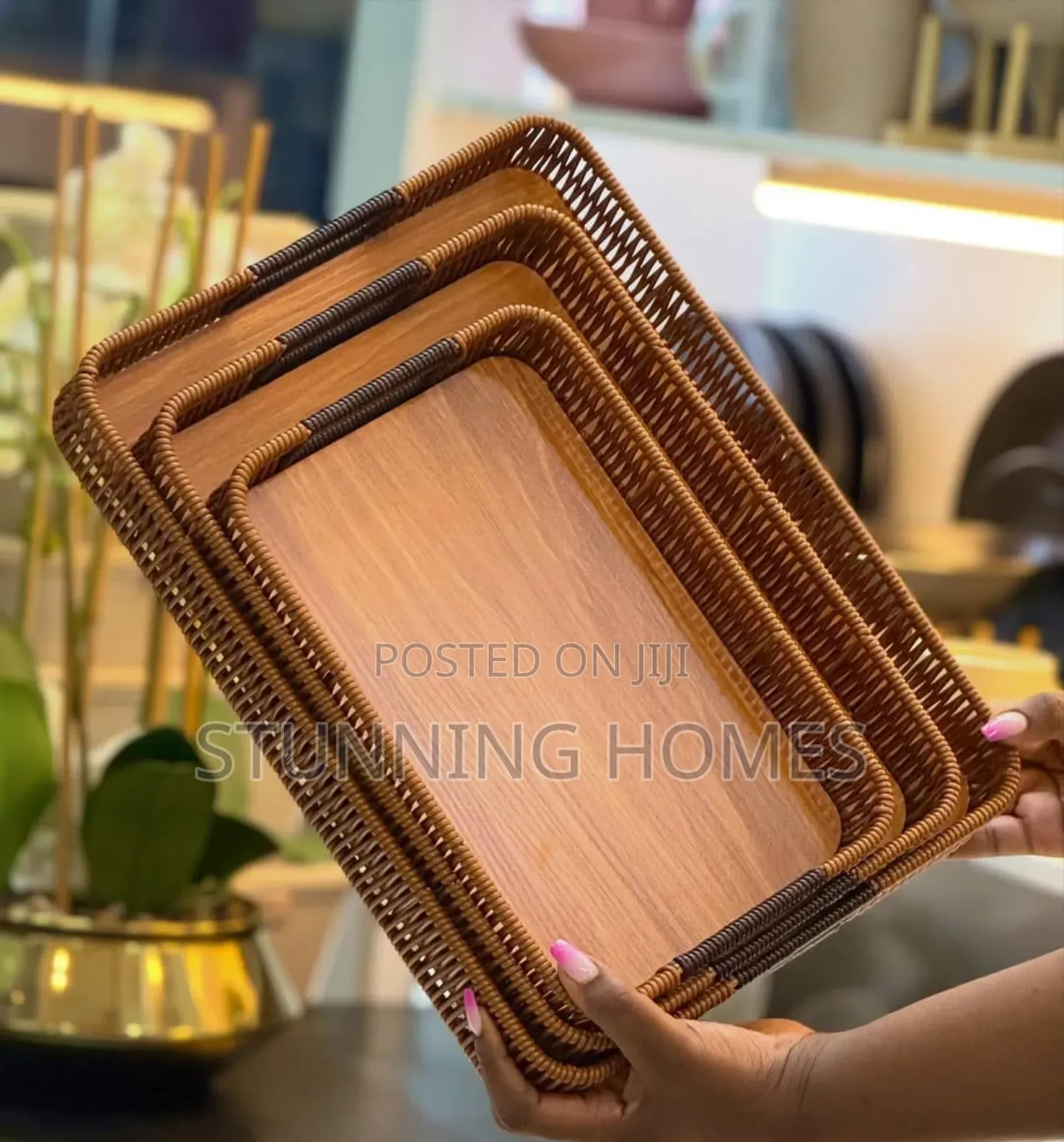Woven Rattan Trays Available