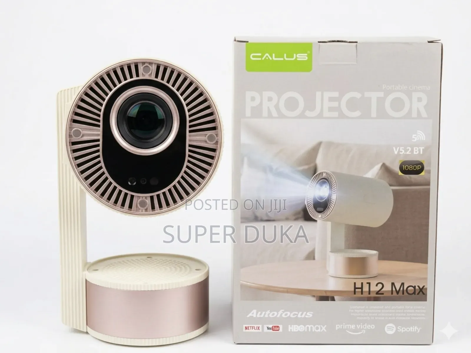 Calus H12 Max 1080p Smart Android Projector, 50-220inch Autofocus.