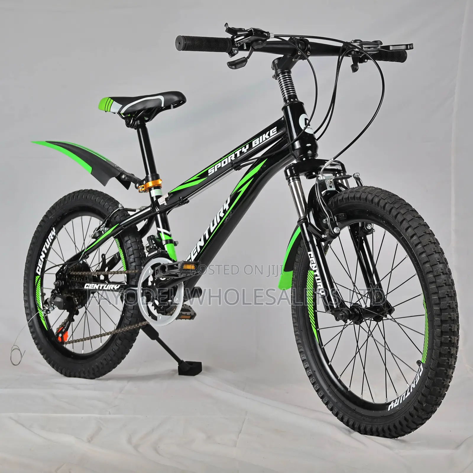 20-Inch Century Kids Bike – Black/Green Sport Edition