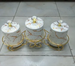 3pcs Canisters Set With Golden Rack