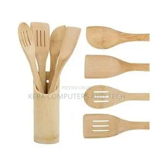 New Arrivals4pc Bamboo Cooking Spoons + Holder