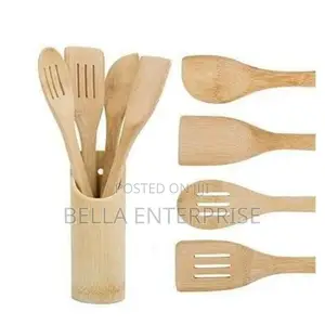 New Arrivals4pc Bamboo Cooking Spoons + Holder