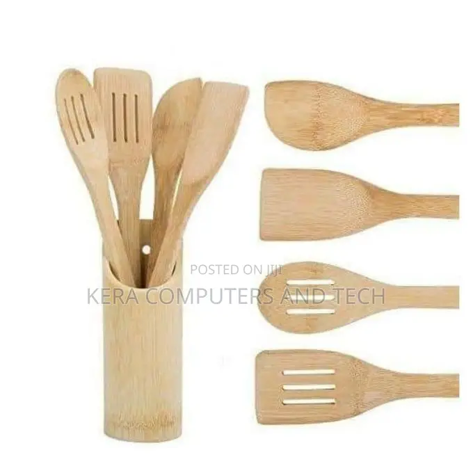 New Arrivals4pc Bamboo Cooking Spoons + Holder