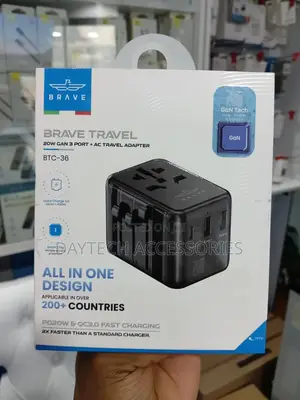 The Is a Brave Travel BTC-36 20w Gan 3 Port + Ac Travel Adapter.