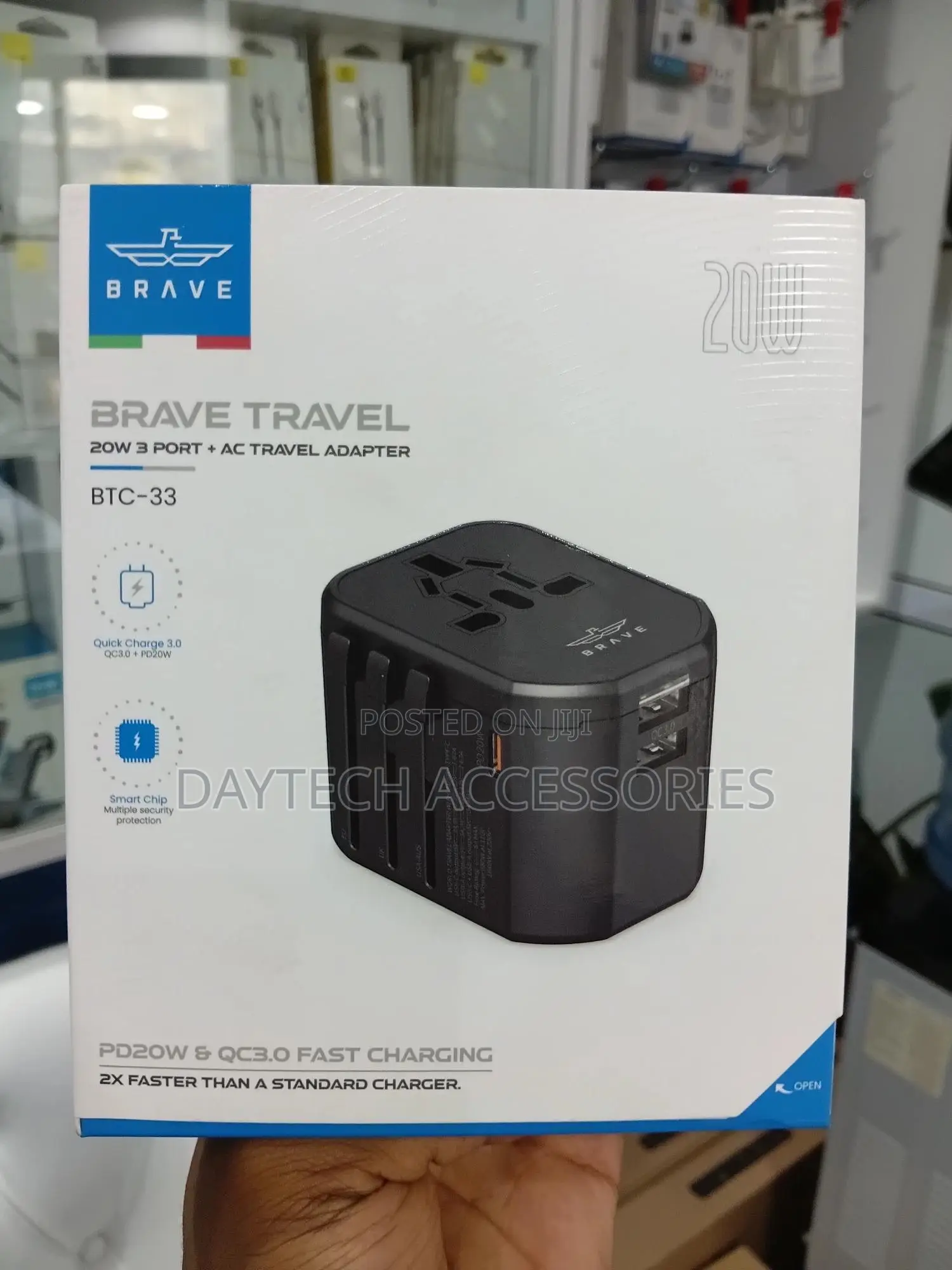 Brave Travel BTC-33 Universal Travel Adapter With 3 Ports 20w