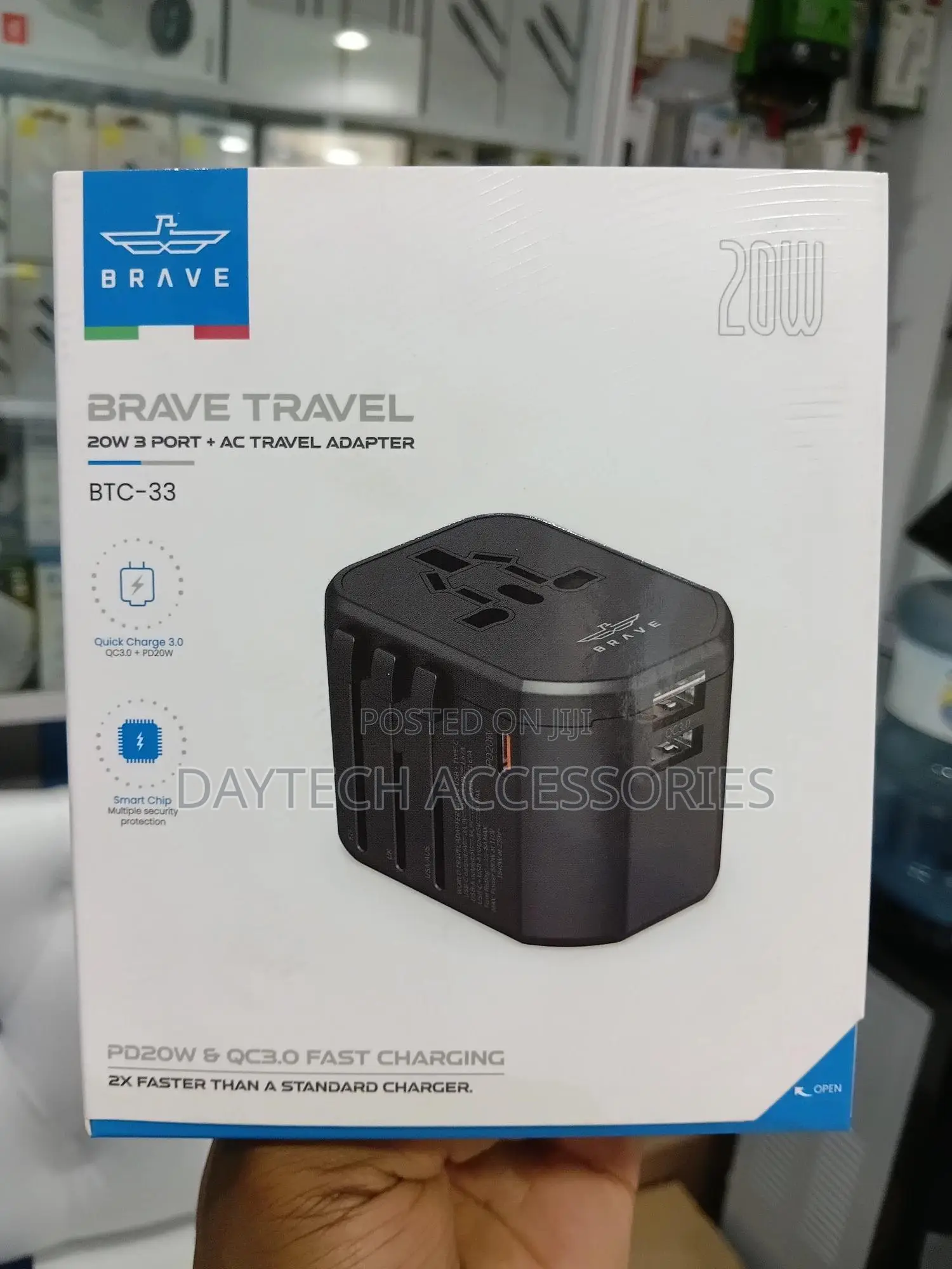 Brave Travel BTC-33 Universal Travel Adapter With 3 Ports 20w