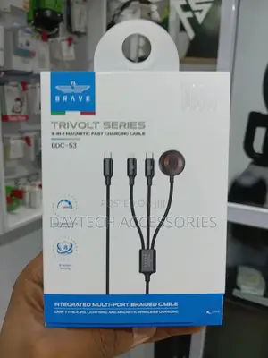 Brave Trivolt 3-in-1 Fast Charging Cable 100w - Black