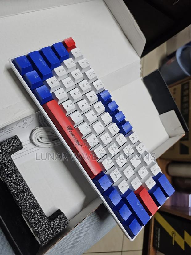 60% Nlue and White Mechanical Keyboard With Red Switches Wired