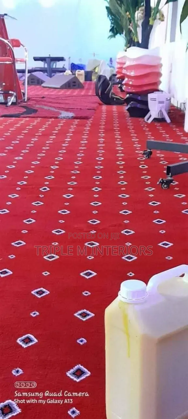 Tuffed Quality Backing Red Dotted Vip Wall to Wall Carpet