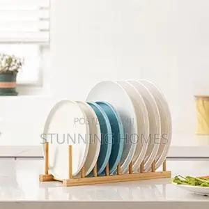 Bamboo Plates Organizer Stand