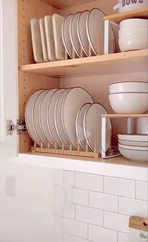 Bamboo Plates Organizer Stand
