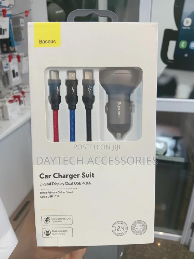 Baseus Digital Display Dual Usb 4.8a Car Charger 24w Suit.