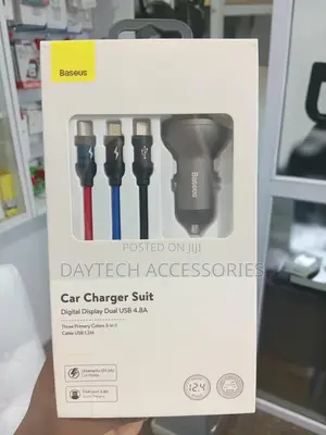 Baseus Digital Display Dual Usb 4.8a Car Charger 24w Suit.