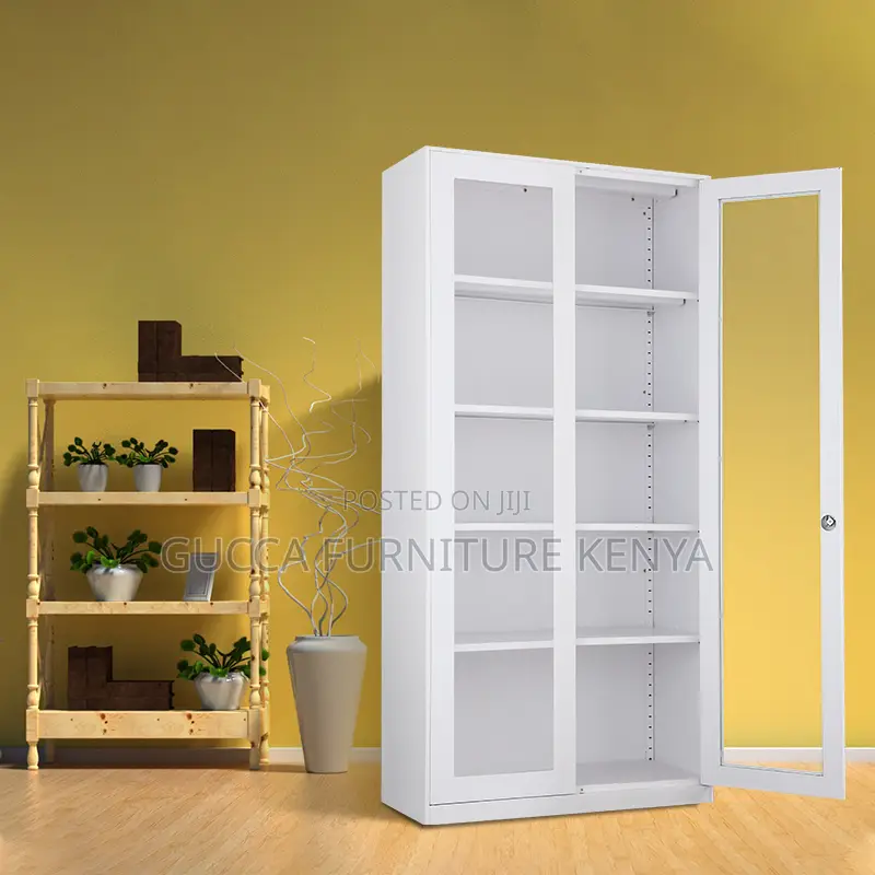 2-Swing Door Glass Front Storage File Cabinet
