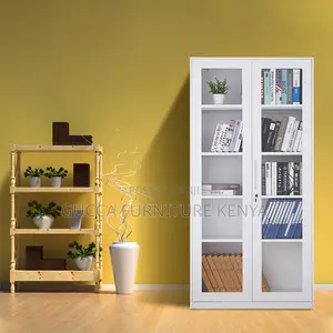2-Swing Door Glass Front Storage File Cabinet