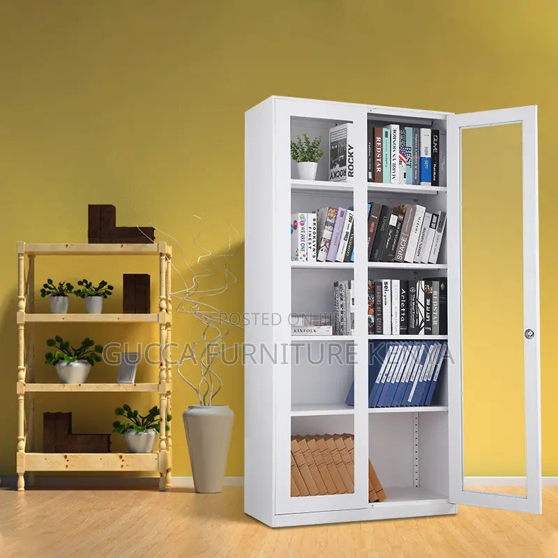 2-Swing Door Glass Front Storage File Cabinet