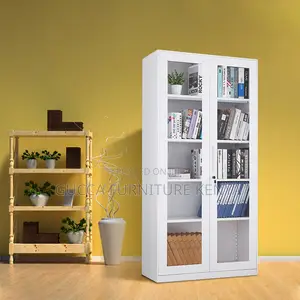 2-Swing Door Glass Front Storage File Cabinet