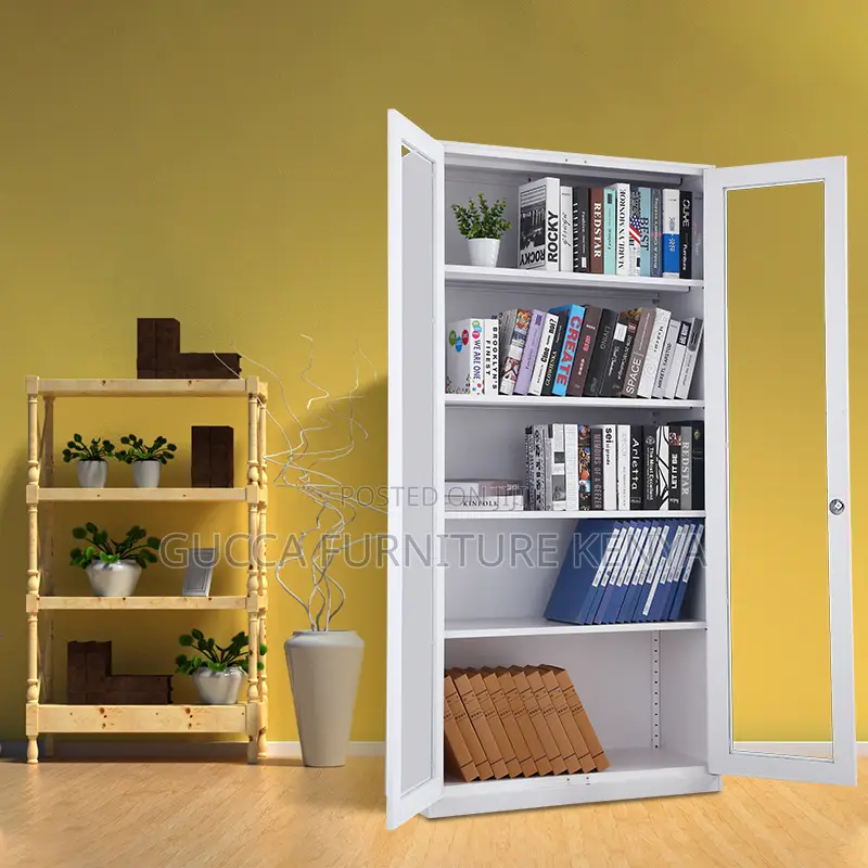 2-Swing Door Glass Front Storage File Cabinet