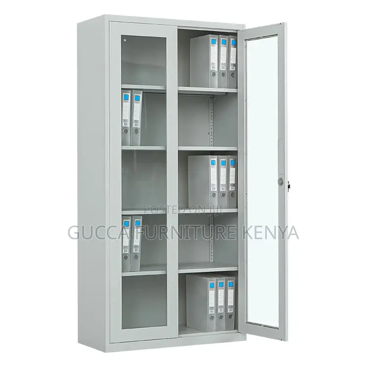 2-Swing Door Glass Front Storage File Cabinet