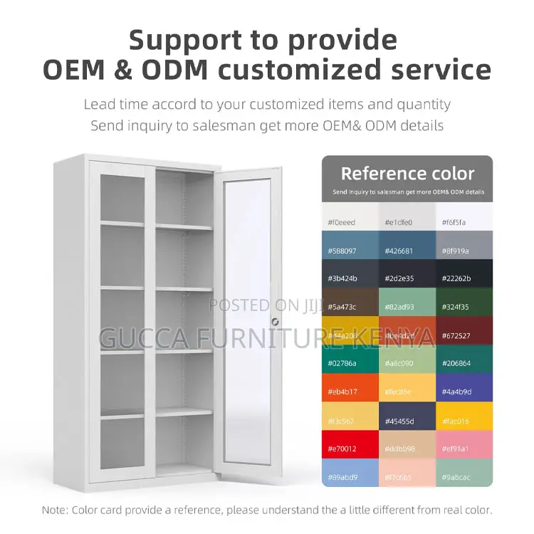 2-Swing Door Glass Front Storage File Cabinet