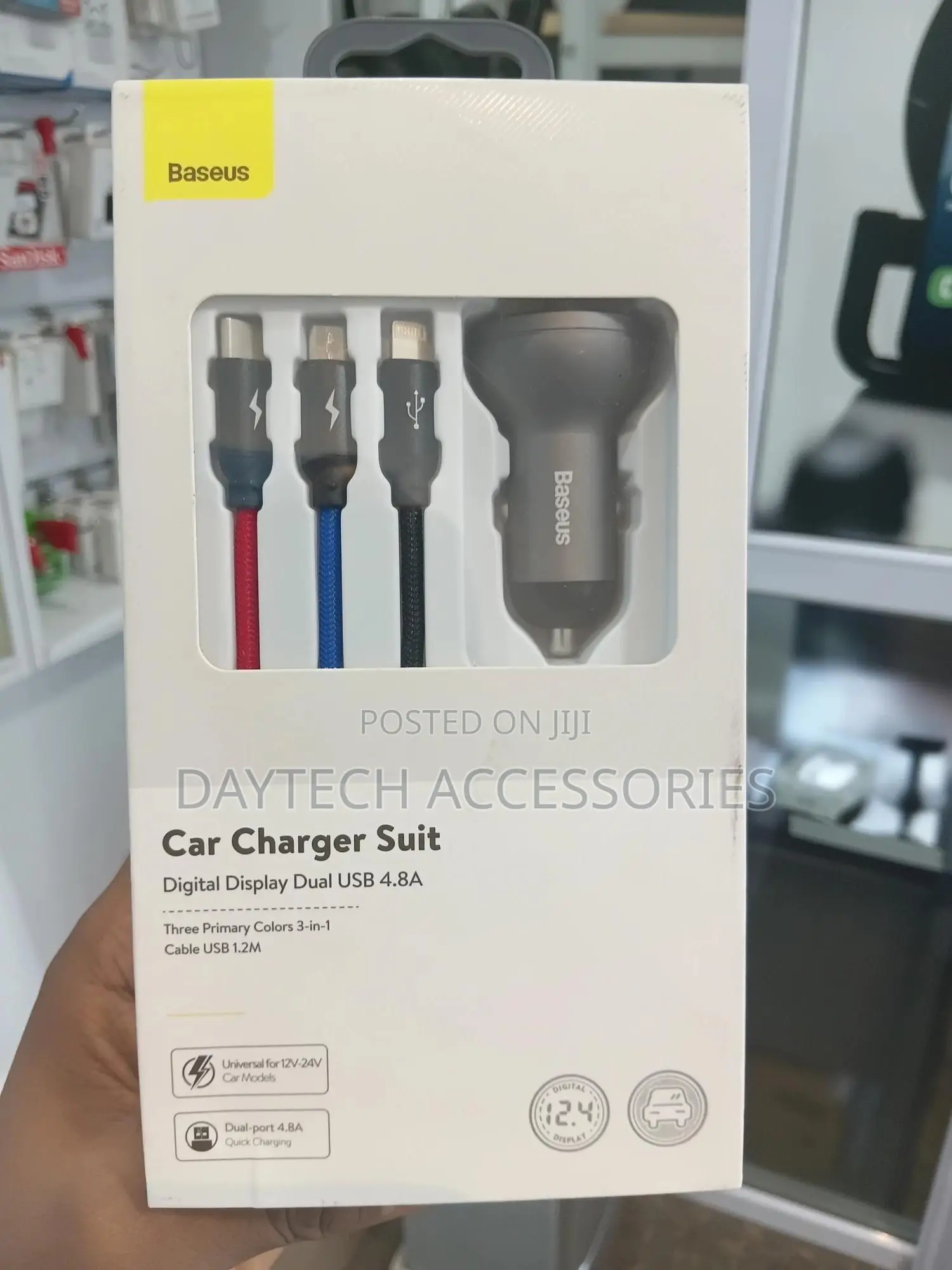 Baseus 24w Digital Display Dual Usb Car Charger