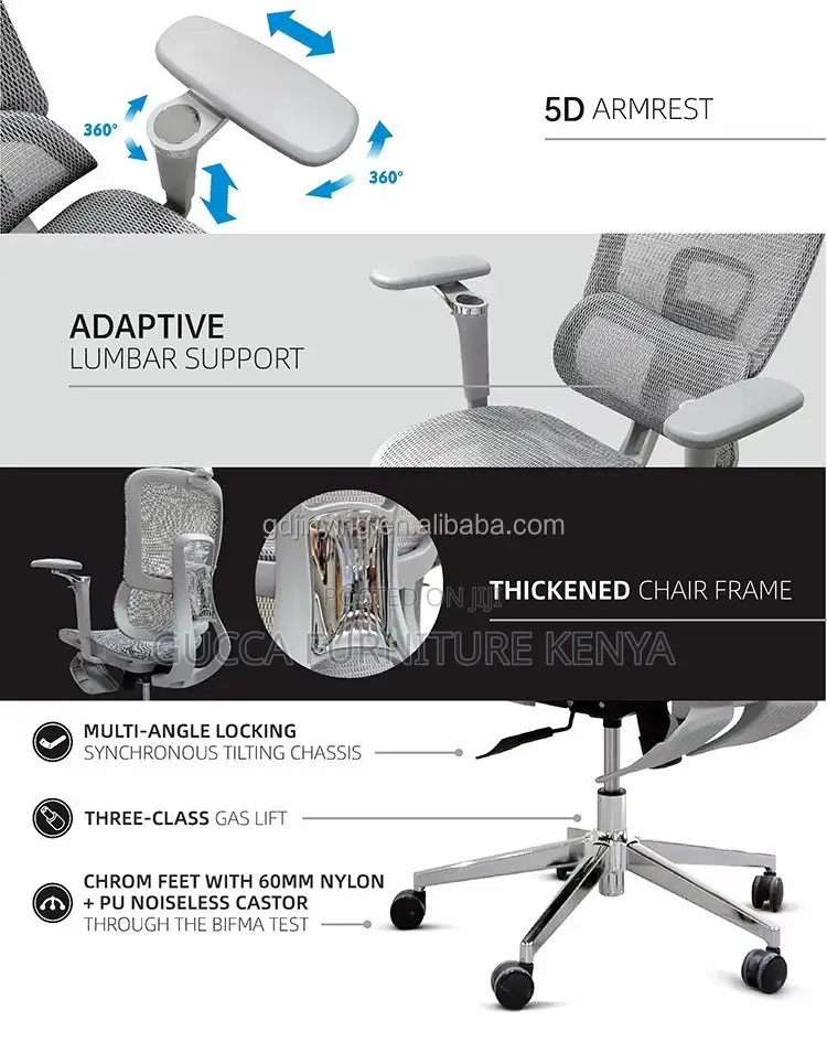 White Reclining Orthopedic Mesh Computer Seat
