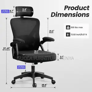 Black Ergonomic Study Chair With Adjustable Arms