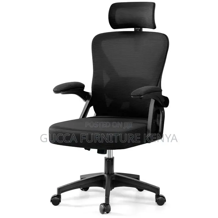 Black Ergonomic Study Chair With Adjustable Arms