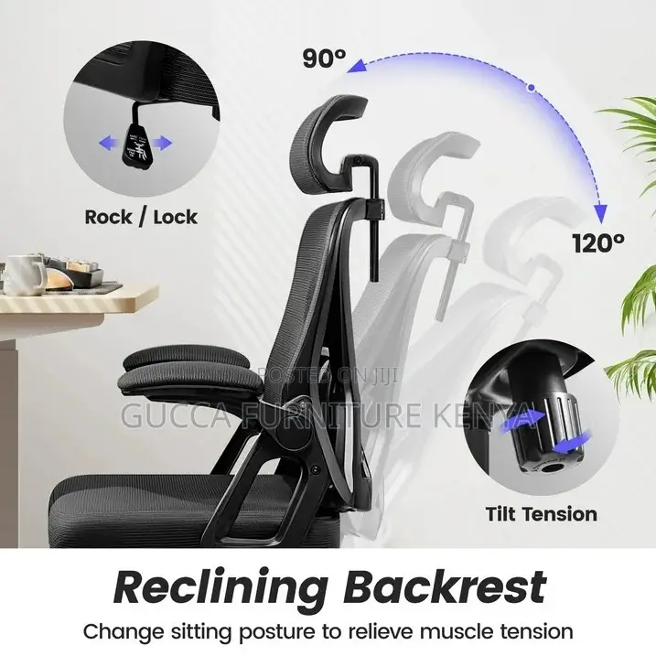 Black Ergonomic Study Chair With Adjustable Arms
