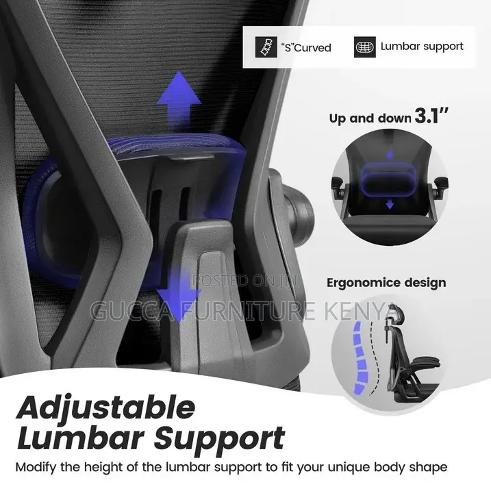 Black Ergonomic Study Chair With Adjustable Arms