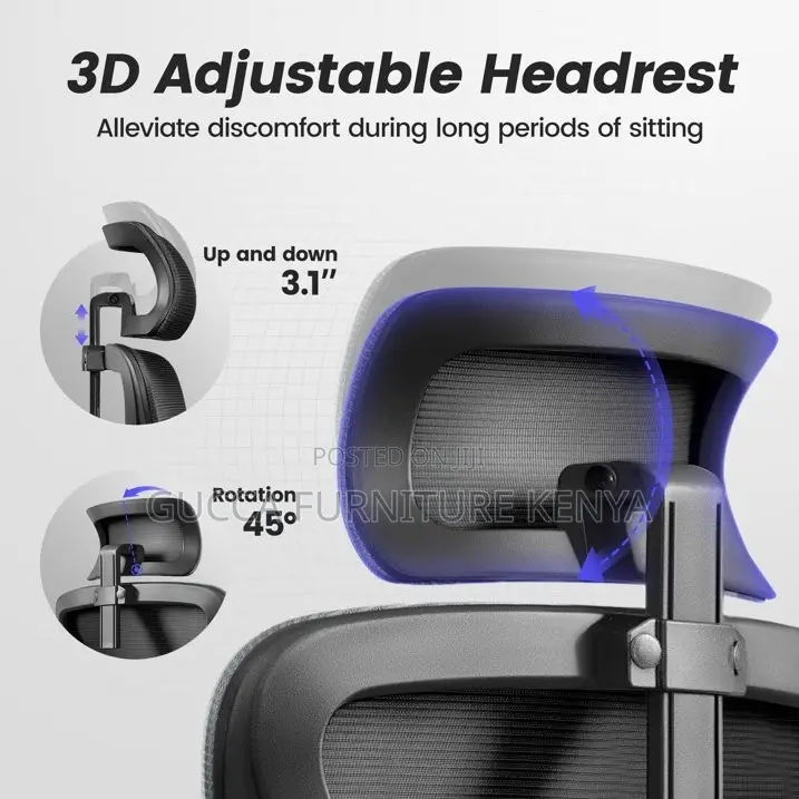 Black Ergonomic Study Chair With Adjustable Arms