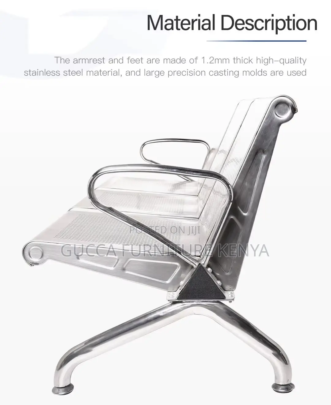 4-Seater Heavy Duty Non-Padded Visitor's Bench