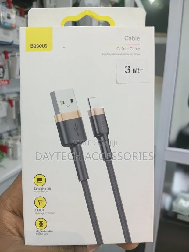 Baseus Lighting Cable - 3m 2.4a Fast Charging - Black