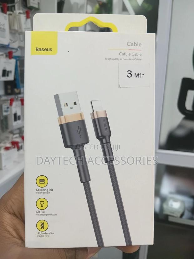 Baseus Lighting Cable - 3m 2.4a Fast Charging - Black - thumbnail 3