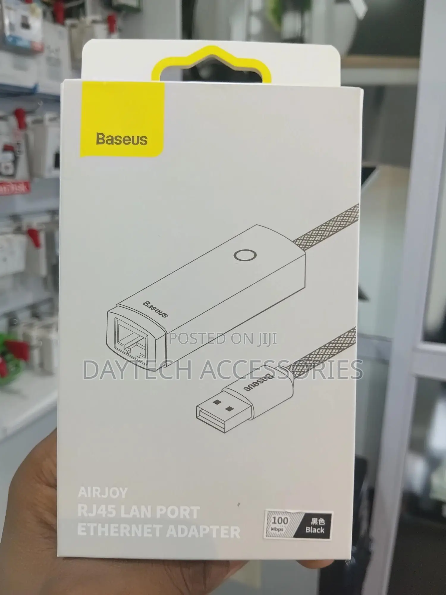Baseus Airjoy Usb to Rj45 Lan Port Ethernet Adapter in Black.