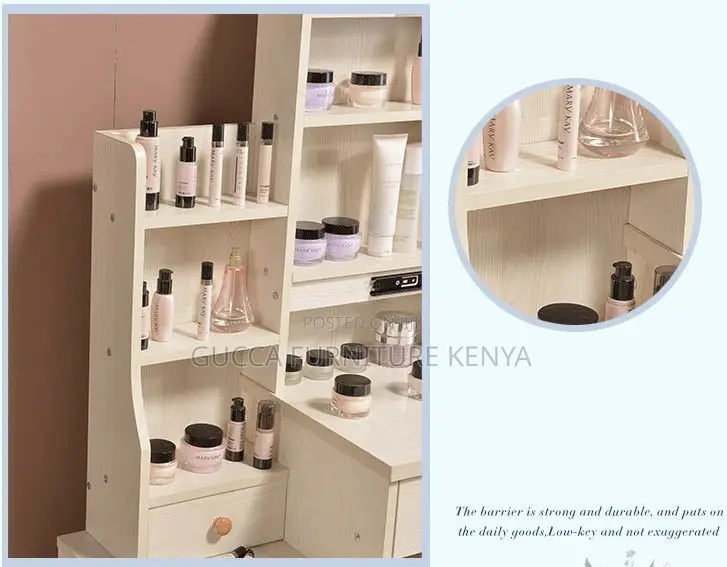 White Makeup Vanity Desk With Sliding Mirror