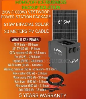 2kw (1000w)Vestwood Power Station 615w Solar Office,Home Business Kit