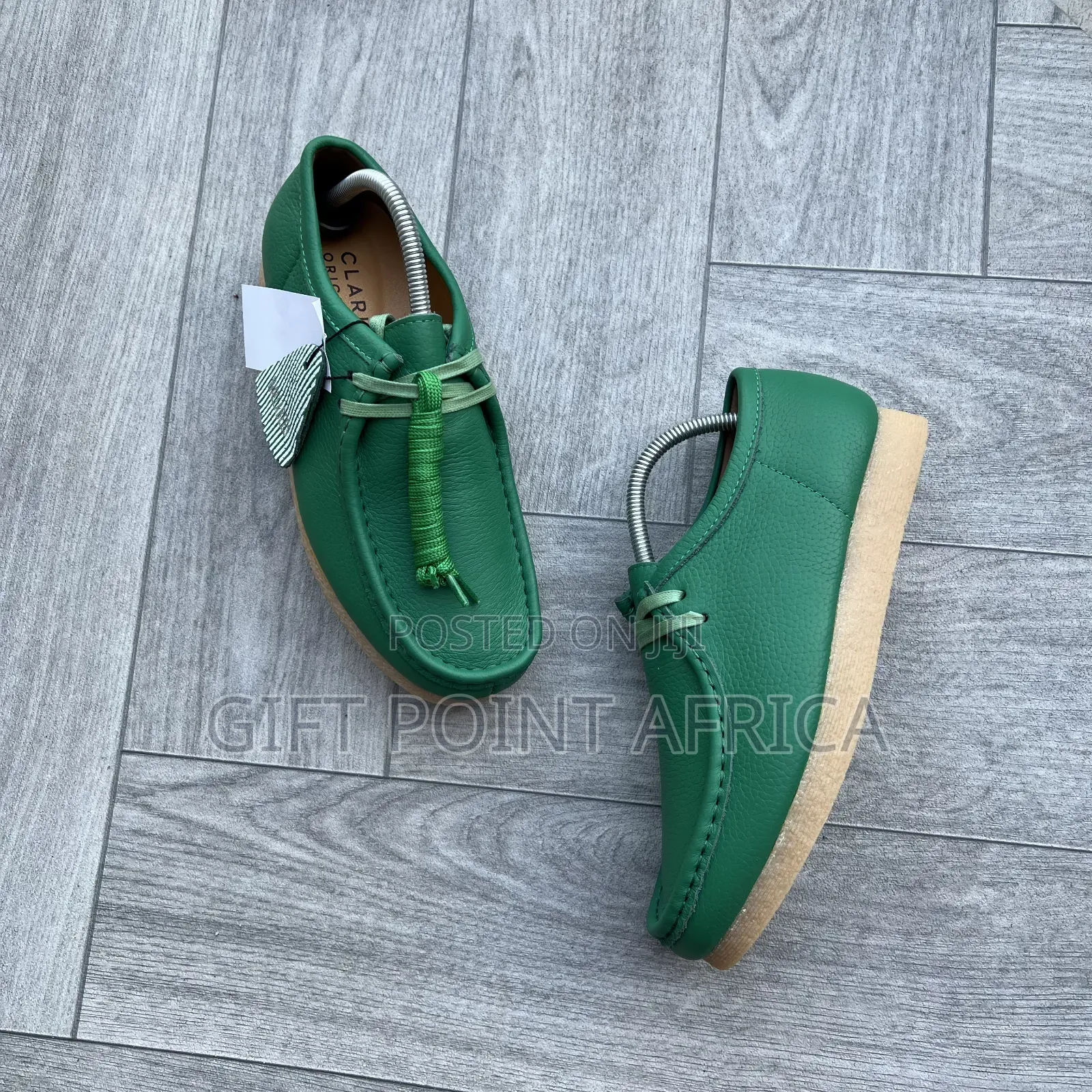 Green Leather Clarks Wallabee Leather