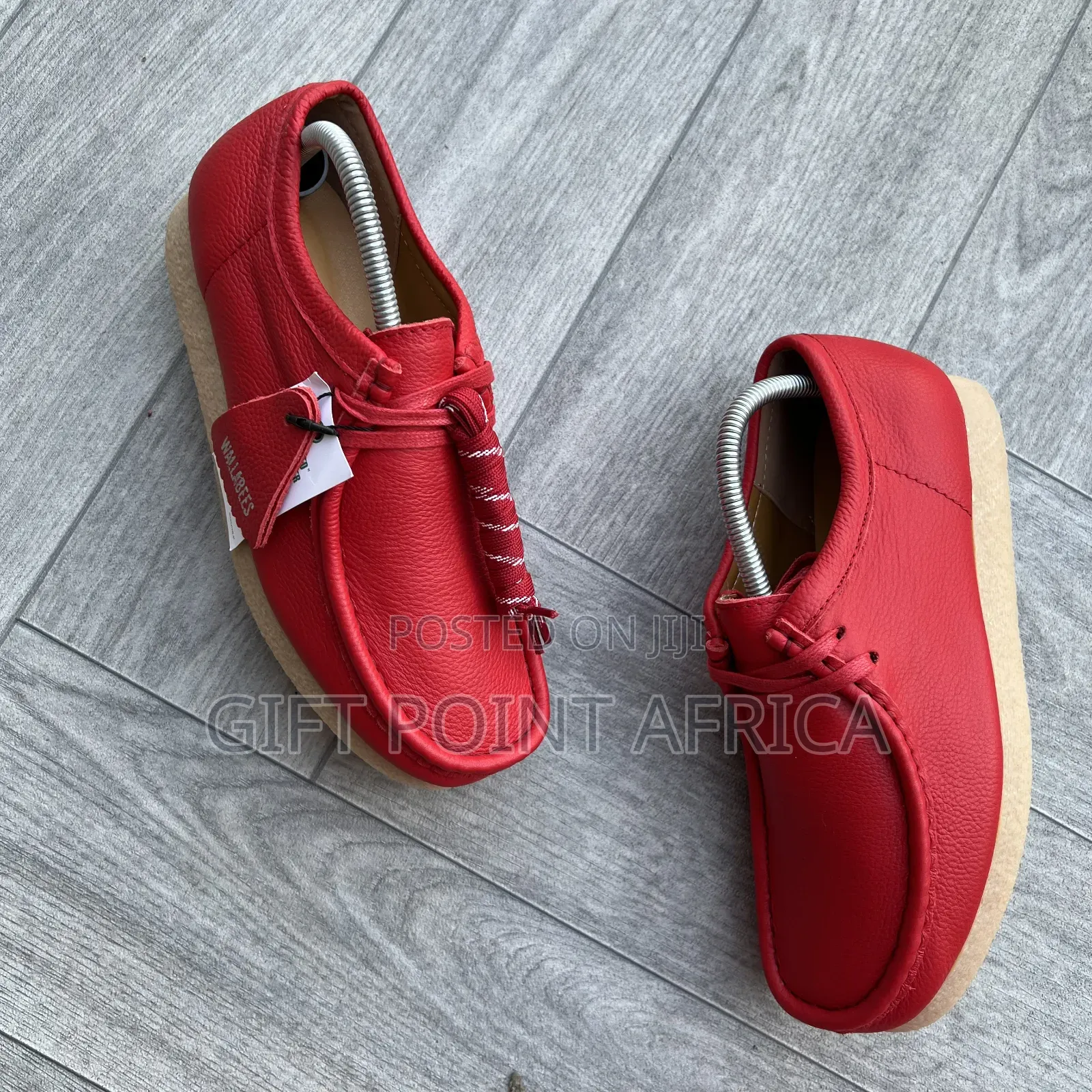 Red Leather Clarks Wallabee