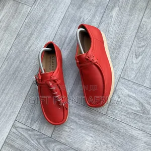 Red Leather Clarks Wallabee