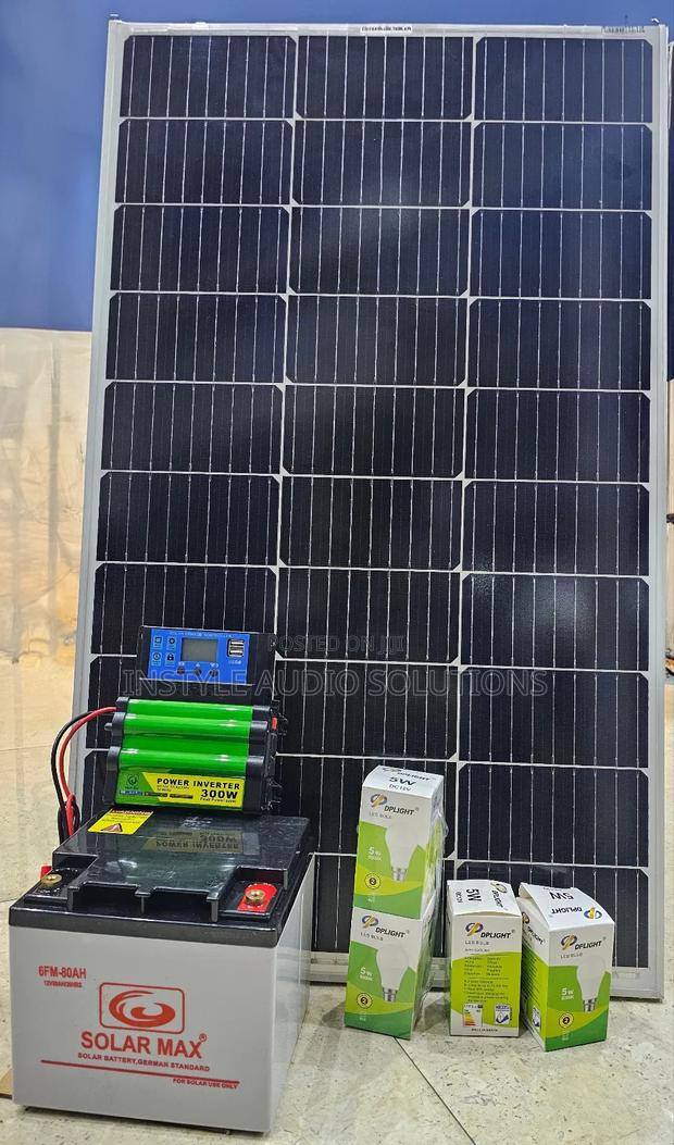 100 Watts Simple Solar Home Package - 80ah Battery Kit Pay on Delivery