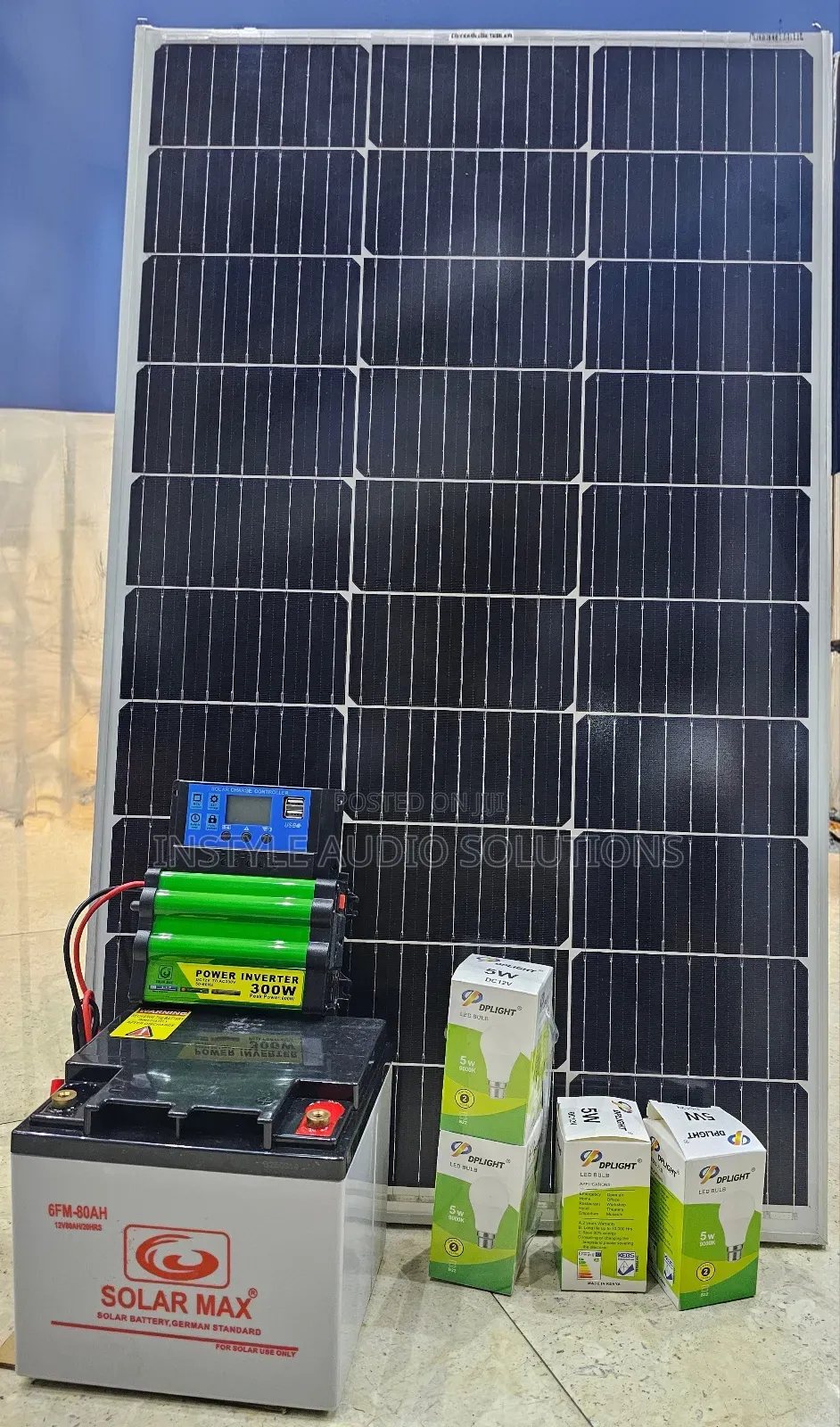 100 Watts Simple Solar Home Package - 80ah Battery Kit Pay on Delivery